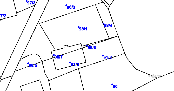 Parcela st. 96/6 v KÚ Frymburk, Katastrální mapa