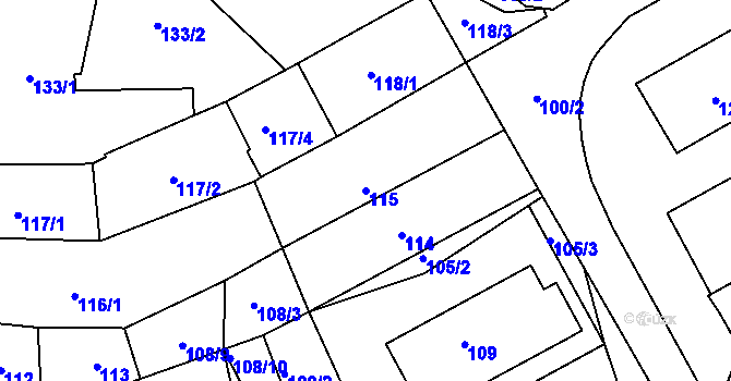 Parcela st. 115 v KÚ Frymburk, Katastrální mapa