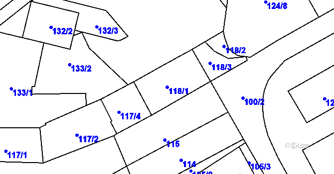 Parcela st. 118/1 v KÚ Frymburk, Katastrální mapa