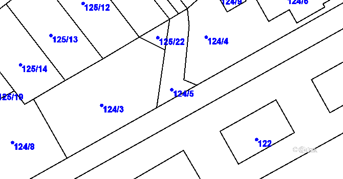 Parcela st. 124/5 v KÚ Frymburk, Katastrální mapa
