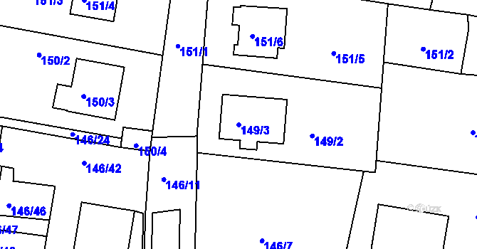 Parcela st. 149/3 v KÚ Frymburk, Katastrální mapa