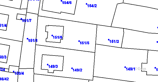 Parcela st. 151/5 v KÚ Frymburk, Katastrální mapa