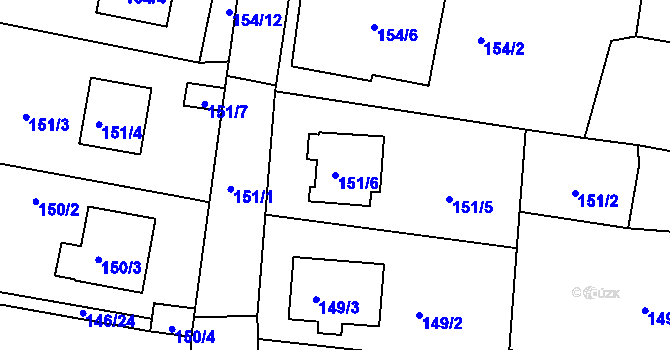 Parcela st. 151/6 v KÚ Frymburk, Katastrální mapa