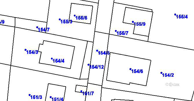 Parcela st. 154/5 v KÚ Frymburk, Katastrální mapa