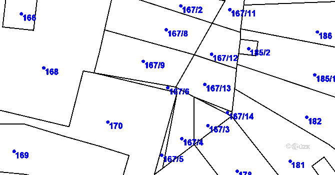 Parcela st. 167/6 v KÚ Frymburk, Katastrální mapa