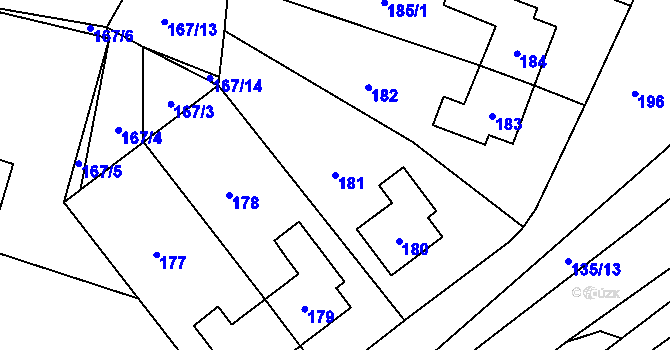 Parcela st. 181 v KÚ Frymburk, Katastrální mapa