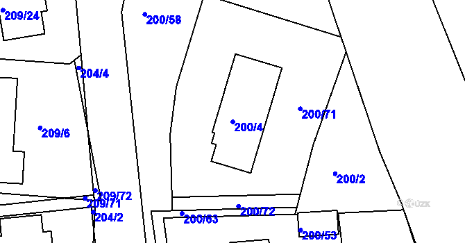 Parcela st. 200/4 v KÚ Frymburk, Katastrální mapa