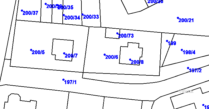 Parcela st. 200/6 v KÚ Frymburk, Katastrální mapa