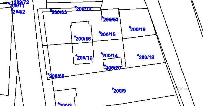 Parcela st. 200/14 v KÚ Frymburk, Katastrální mapa