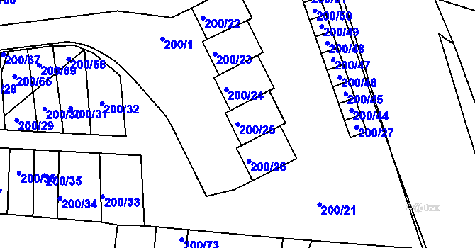 Parcela st. 200/25 v KÚ Frymburk, Katastrální mapa