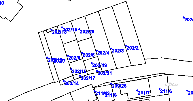 Parcela st. 202/4 v KÚ Frymburk, Katastrální mapa