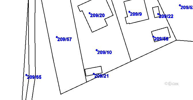 Parcela st. 209/10 v KÚ Frymburk, Katastrální mapa