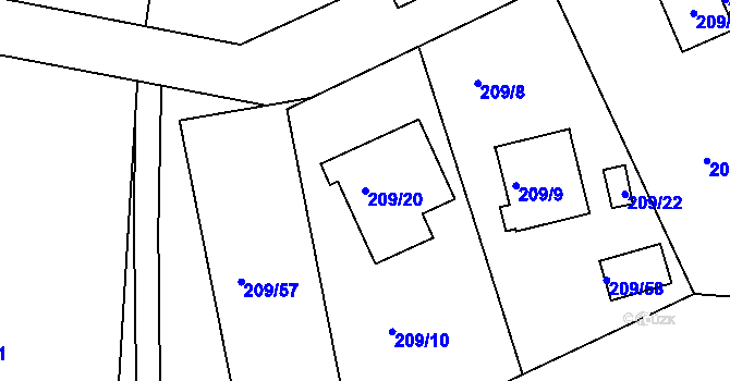 Parcela st. 209/20 v KÚ Frymburk, Katastrální mapa