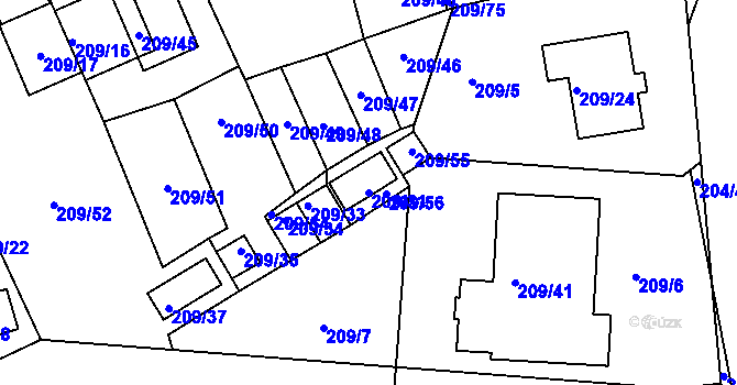 Parcela st. 209/31 v KÚ Frymburk, Katastrální mapa