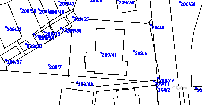 Parcela st. 209/41 v KÚ Frymburk, Katastrální mapa