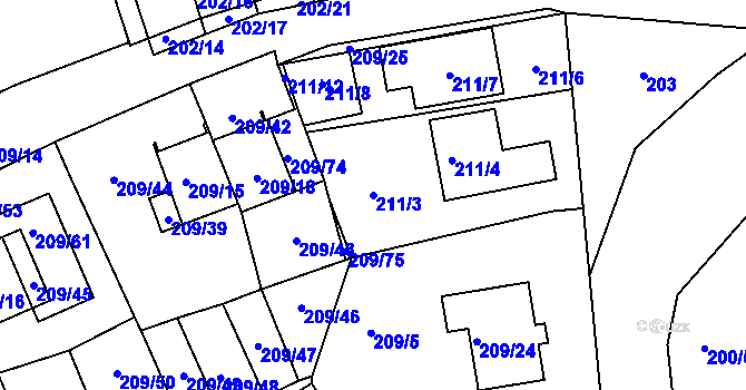 Parcela st. 211/3 v KÚ Frymburk, Katastrální mapa