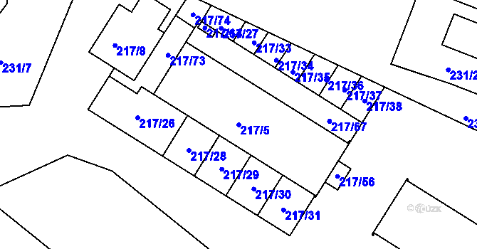 Parcela st. 217/5 v KÚ Frymburk, Katastrální mapa