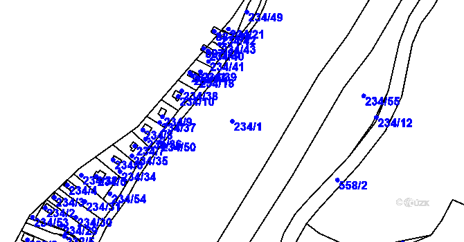 Parcela st. 234/1 v KÚ Frymburk, Katastrální mapa