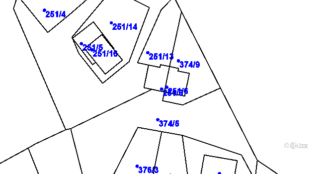 Parcela st. 251/6 v KÚ Frymburk, Katastrální mapa