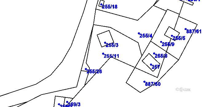 Parcela st. 255/11 v KÚ Frymburk, Katastrální mapa