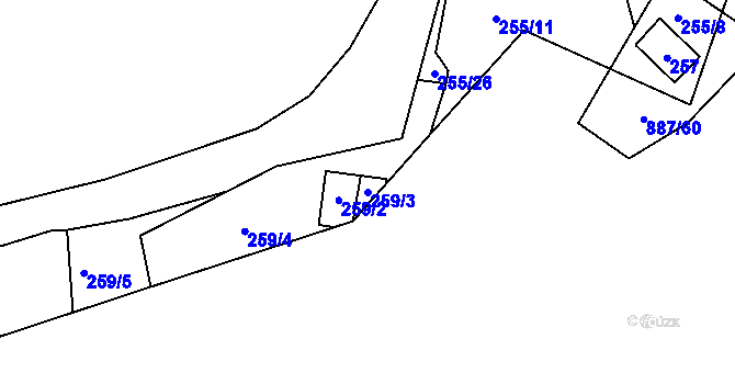 Parcela st. 259/3 v KÚ Frymburk, Katastrální mapa