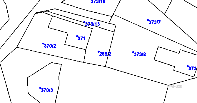 Parcela st. 265/2 v KÚ Frymburk, Katastrální mapa