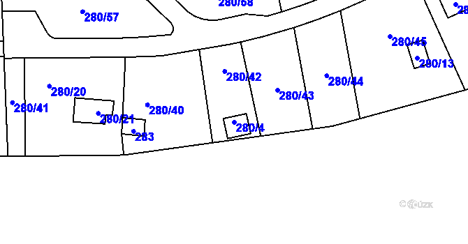 Parcela st. 280/4 v KÚ Frymburk, Katastrální mapa
