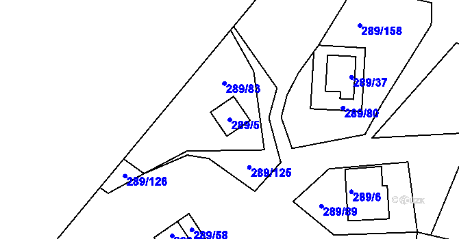 Parcela st. 289/5 v KÚ Frymburk, Katastrální mapa