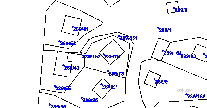 Parcela st. 289/28 v KÚ Frymburk, Katastrální mapa