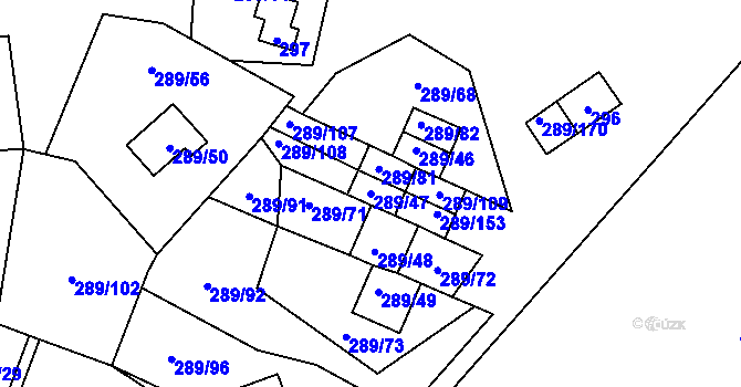 Parcela st. 289/47 v KÚ Frymburk, Katastrální mapa