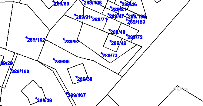 Parcela st. 289/73 v KÚ Frymburk, Katastrální mapa
