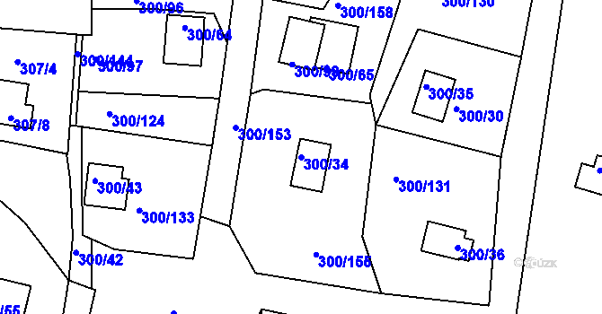 Parcela st. 300/34 v KÚ Frymburk, Katastrální mapa