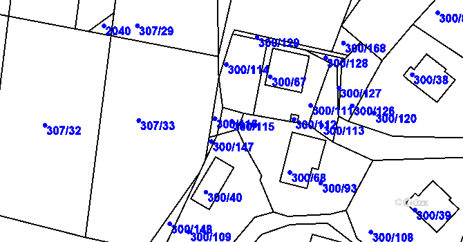 Parcela st. 300/115 v KÚ Frymburk, Katastrální mapa