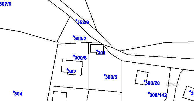 Parcela st. 301 v KÚ Frymburk, Katastrální mapa