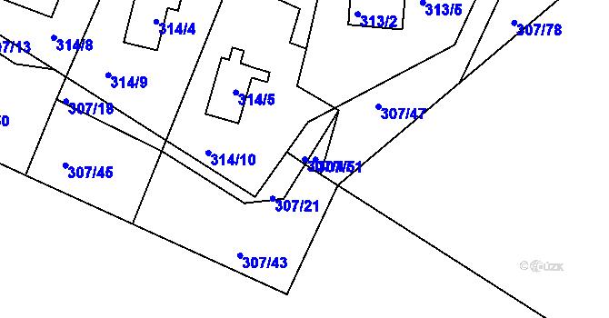 Parcela st. 307/17 v KÚ Frymburk, Katastrální mapa