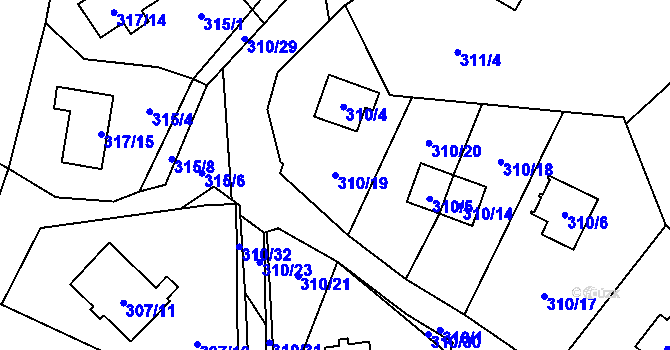 Parcela st. 310/19 v KÚ Frymburk, Katastrální mapa