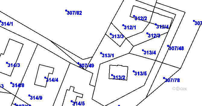 Parcela st. 313/1 v KÚ Frymburk, Katastrální mapa