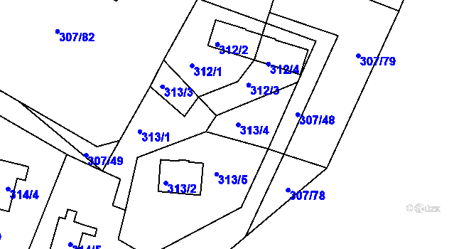 Parcela st. 313/4 v KÚ Frymburk, Katastrální mapa