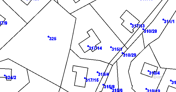 Parcela st. 317/14 v KÚ Frymburk, Katastrální mapa