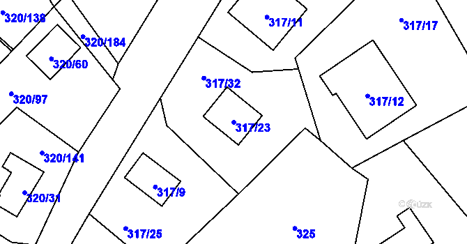 Parcela st. 317/23 v KÚ Frymburk, Katastrální mapa