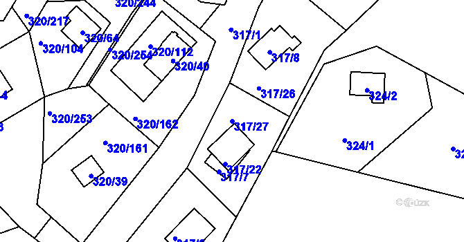 Parcela st. 317/27 v KÚ Frymburk, Katastrální mapa