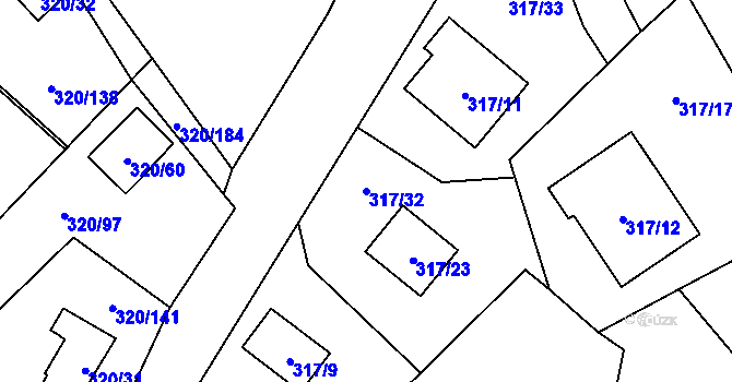 Parcela st. 317/32 v KÚ Frymburk, Katastrální mapa