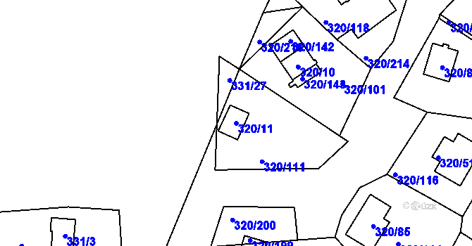 Parcela st. 320/11 v KÚ Frymburk, Katastrální mapa