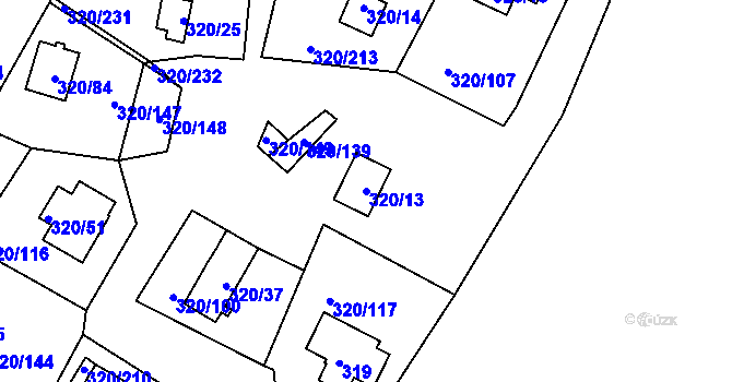Parcela st. 320/13 v KÚ Frymburk, Katastrální mapa