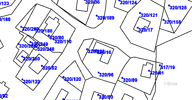 Parcela st. 320/16 v KÚ Frymburk, Katastrální mapa