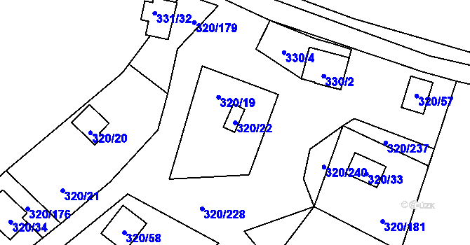 Parcela st. 320/22 v KÚ Frymburk, Katastrální mapa