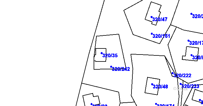 Parcela st. 320/35 v KÚ Frymburk, Katastrální mapa