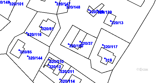 Parcela st. 320/37 v KÚ Frymburk, Katastrální mapa