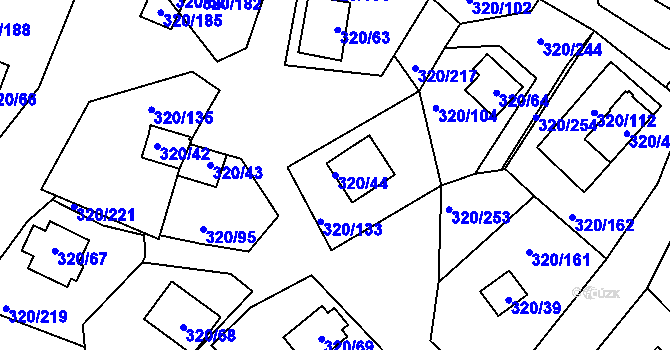 Parcela st. 320/44 v KÚ Frymburk, Katastrální mapa