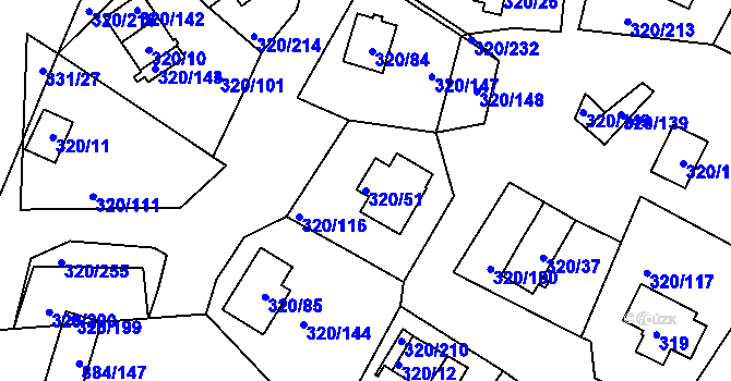 Parcela st. 320/51 v KÚ Frymburk, Katastrální mapa